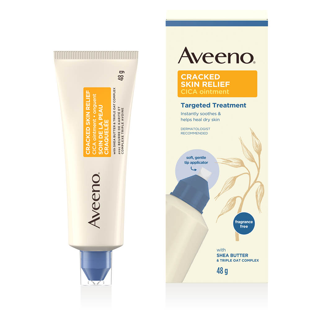 AVEENO® Cracked Skin Relief CICA Ointment Package and Tube, 48g