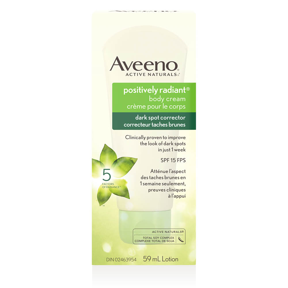 AVEENO® POSITIVELY RADIANT® Body Cream SPF 15, 59ml lotion package