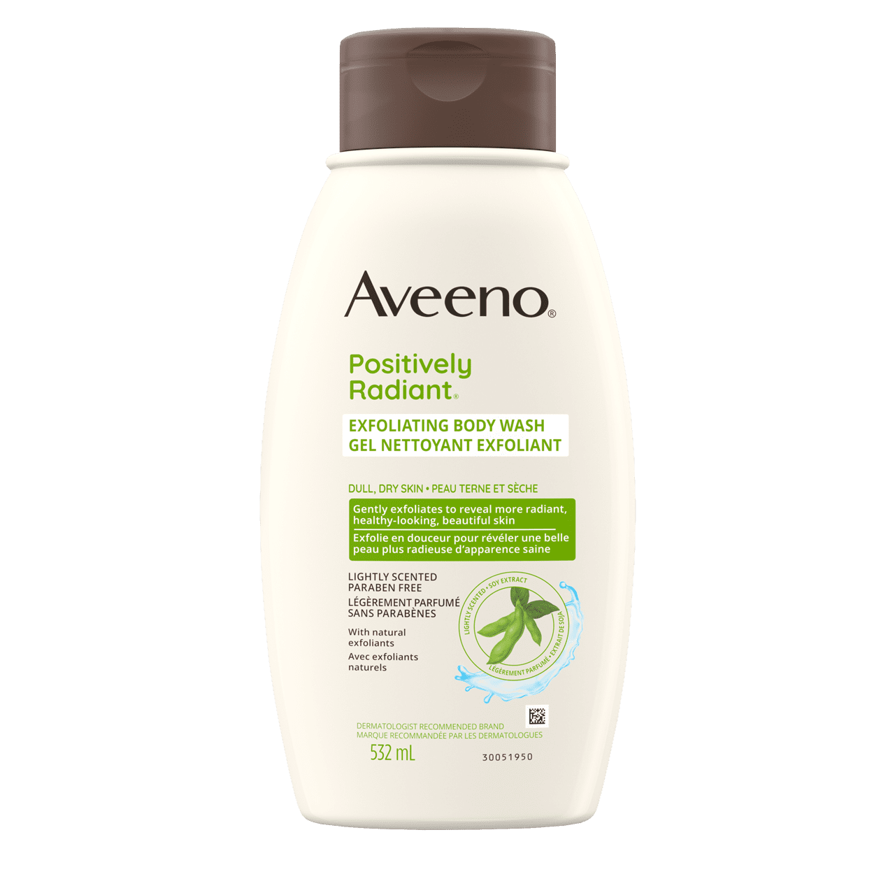 Front Shot of AVEENO® Positively Radiant Exfoliating Body Wash