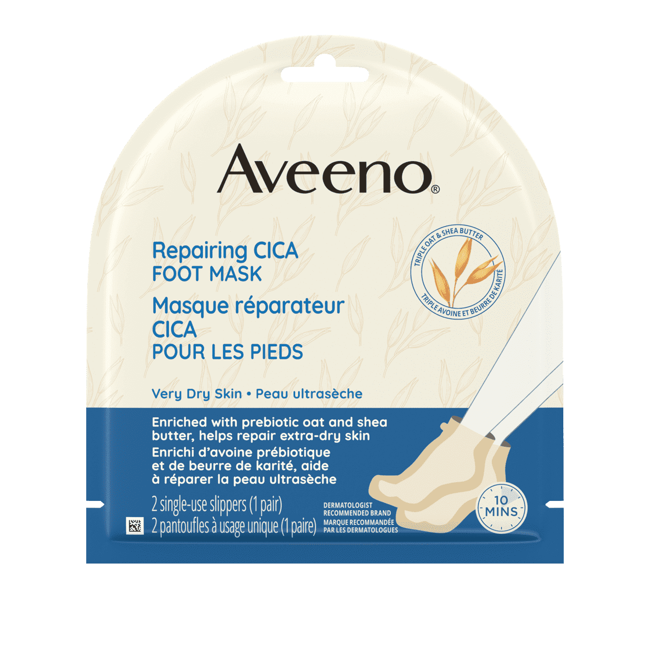 Front Shot of AVEENO® Repairing CICA Foot Mask