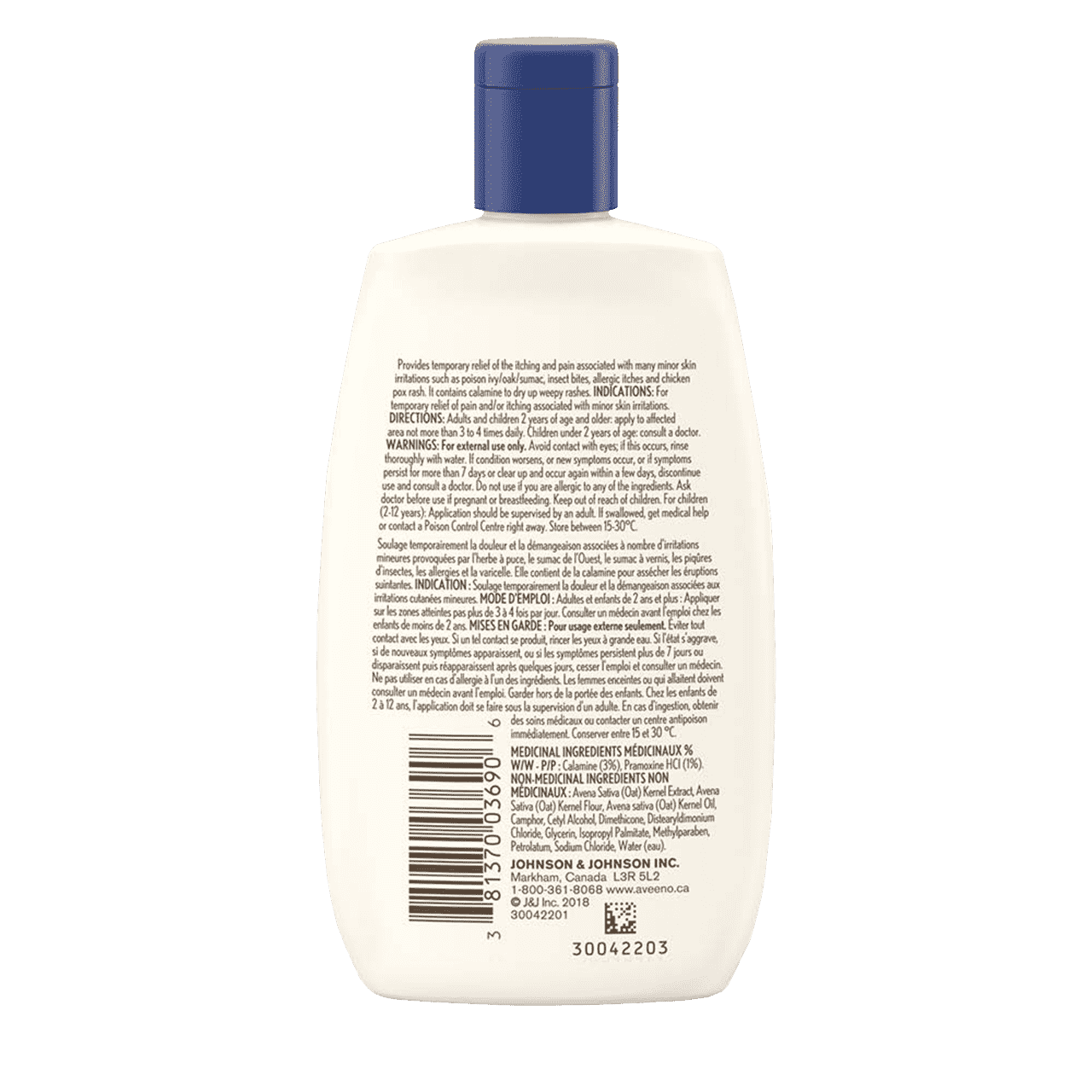AVEENO® Anti-itch Lotion, back label 118ml bottle