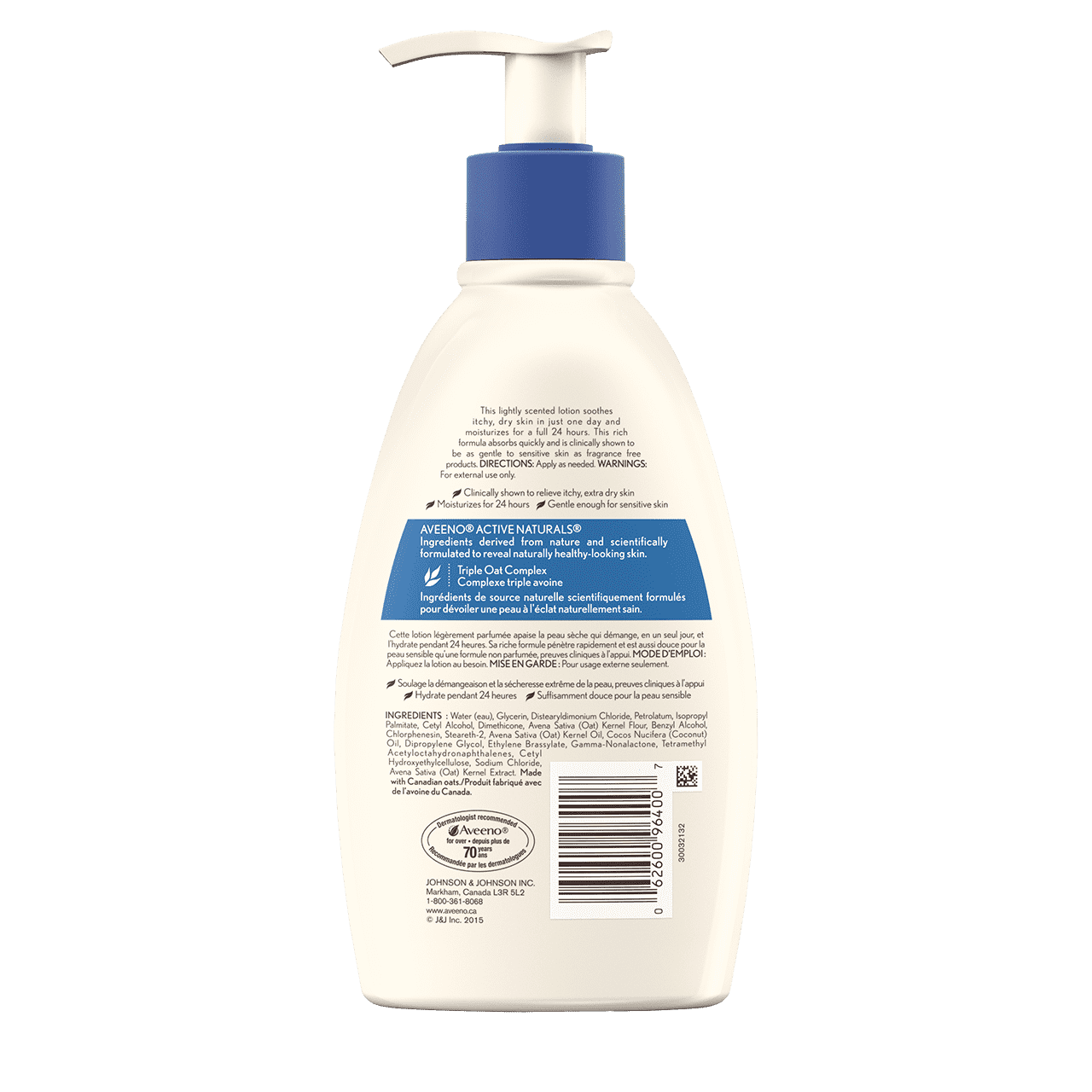 AVEENO® Skin Relief Moisturizing Lotion, Coconut Scent, 354ml pump bottle, back label