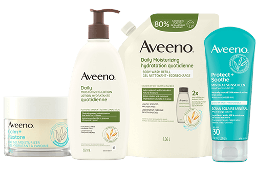 A group of Aveeno products