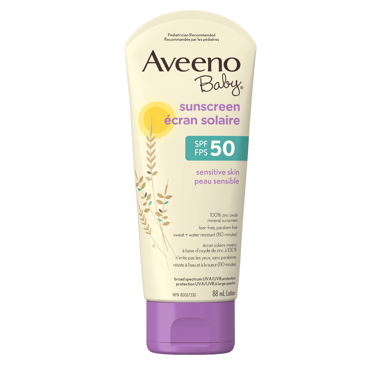 AVEENO® BABY Mineral Sunscreen SPF 50, Sensitive Skin, 88ml lotion