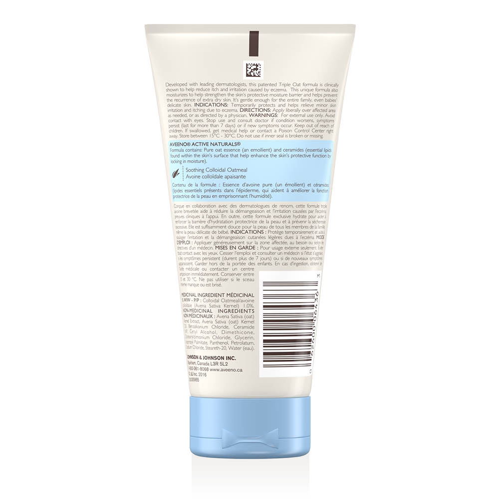 aveeno eczema care moisturizing body cream back of tube