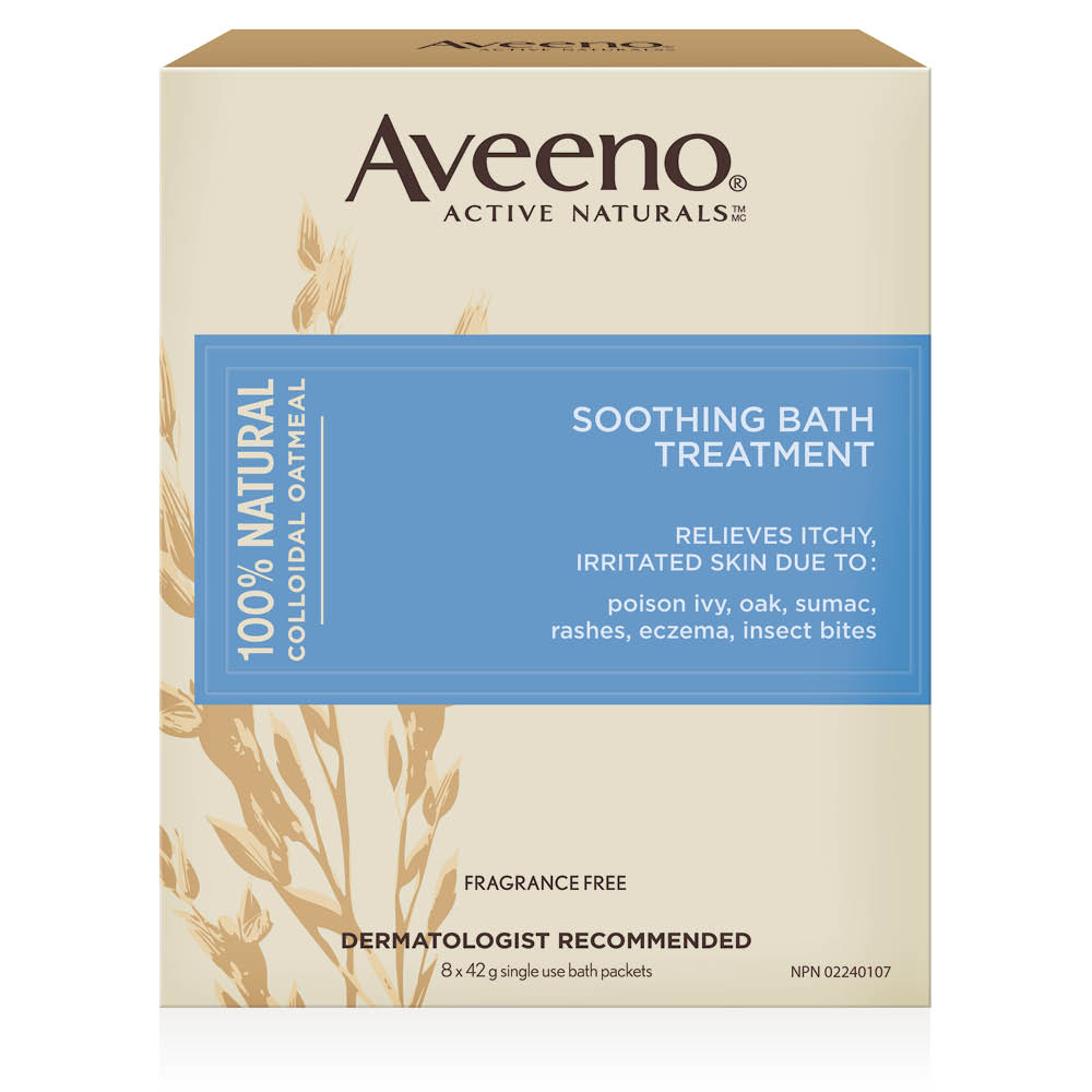 AVEENO® Sooth Bath Treatment, Fragrance-free, 8 x 42g Single Use Bath Packet Box