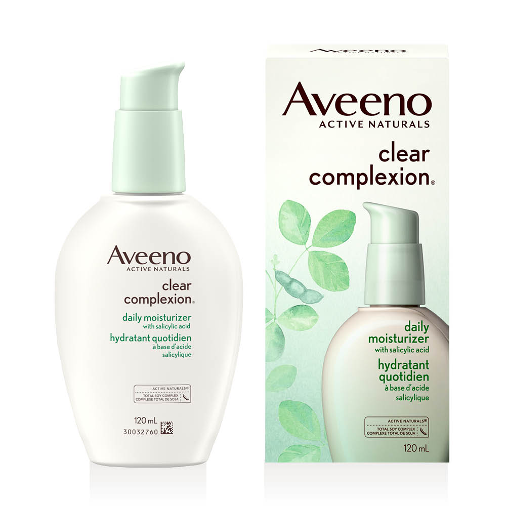aveeno clear complexion face moisturizer box and pump
