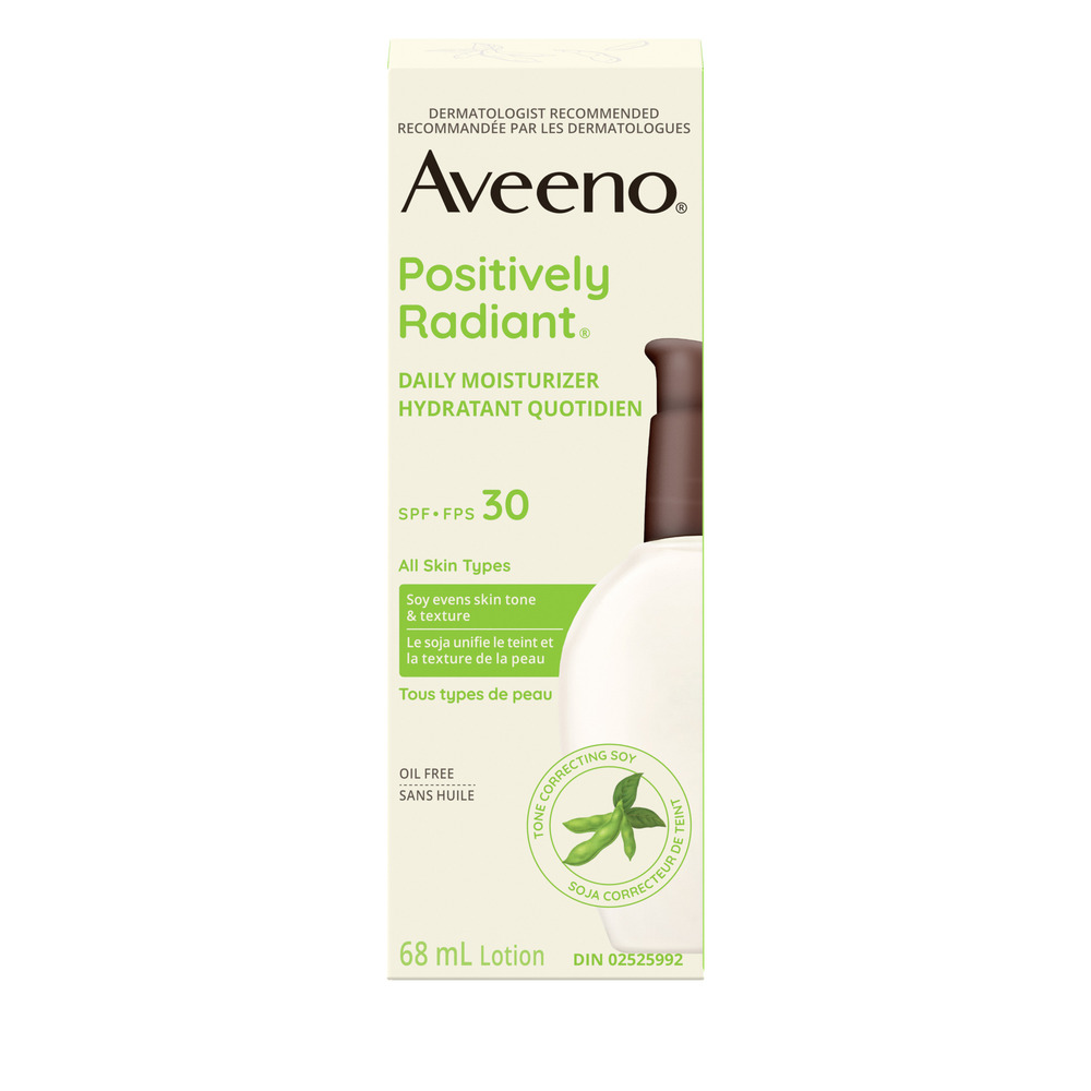 AVEENO® POSITIVELY RADIANT Daily Moisturizer SPF 30, 68ml lotion, front label