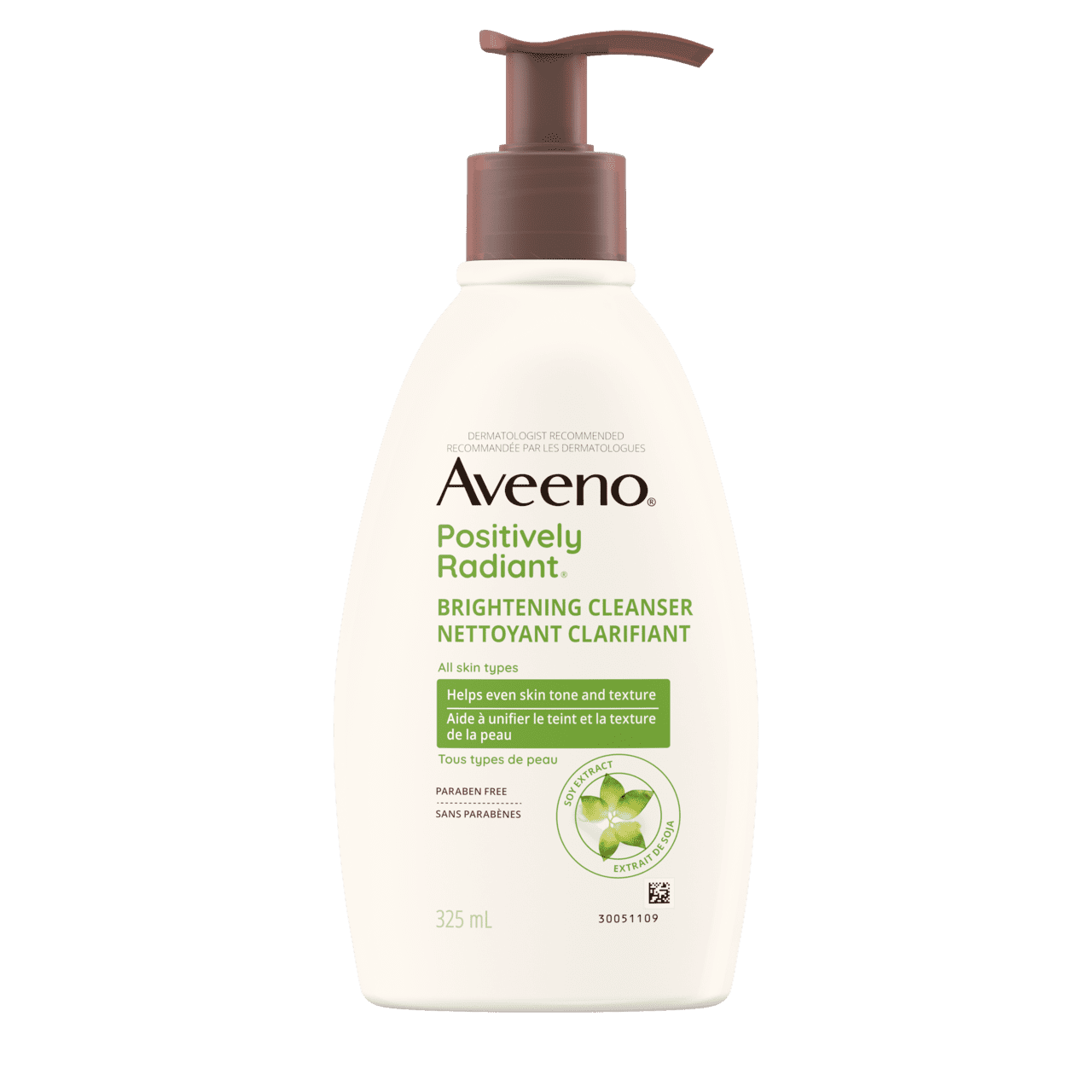 Bottle of AVEENO® Positively Radiant® Brightening Cleanser in 325mL