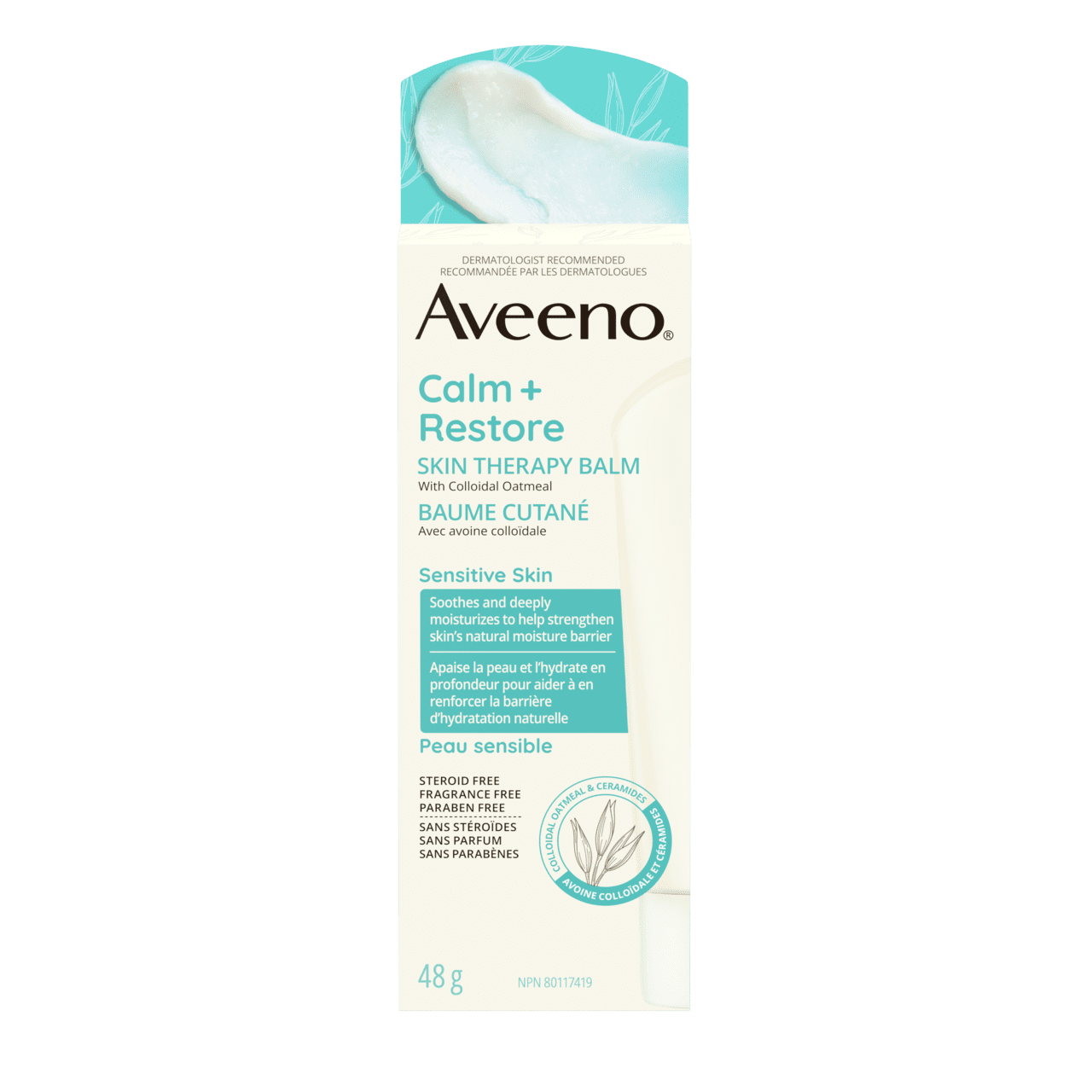 Tube of Aveeno® Calm + Restore Skin Therapy Balm for Face, 48g