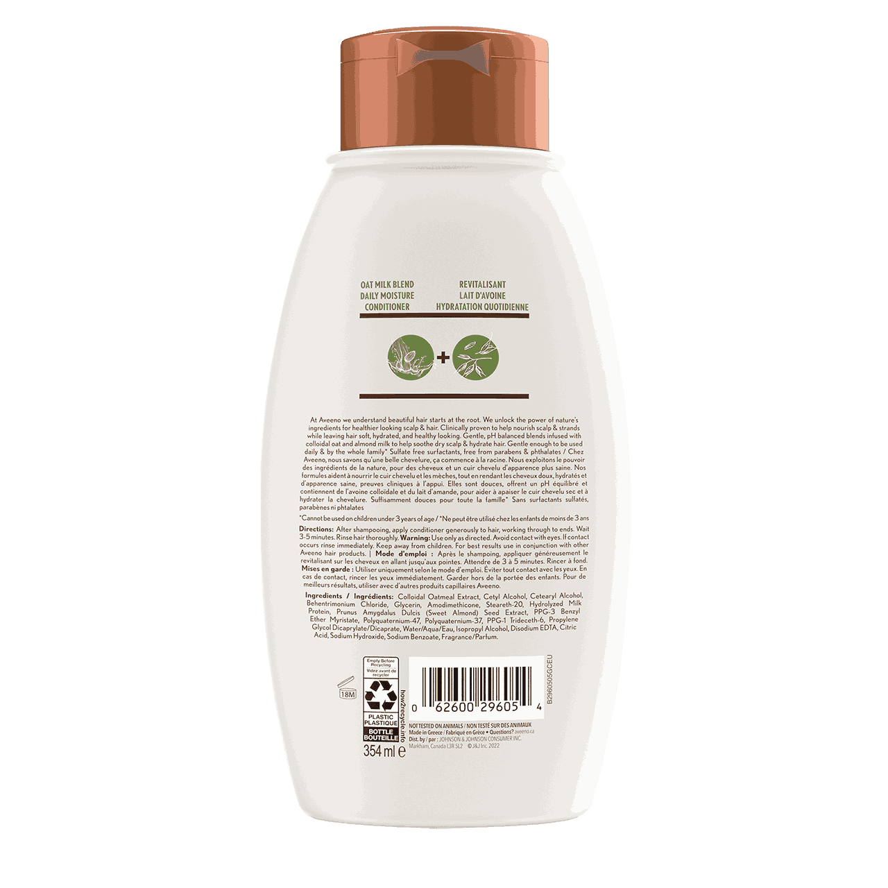 AVEENO® Oatmik Blend Conditioner Squeeze Bottle, 354ml, back label