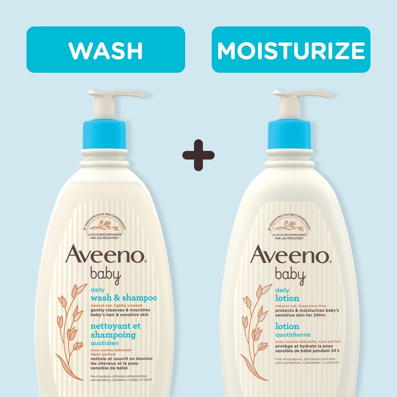 AVEENO® Baby Daily Wash Shampoo and Daily Lotion, Pump bottles, 532mL each