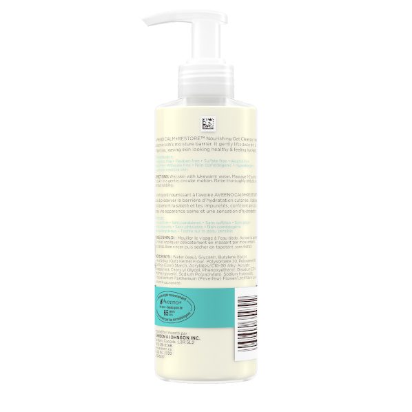 AVEENO® Calm + Restore Sensitive Skin Oat Cleanser Ingredients and Directions