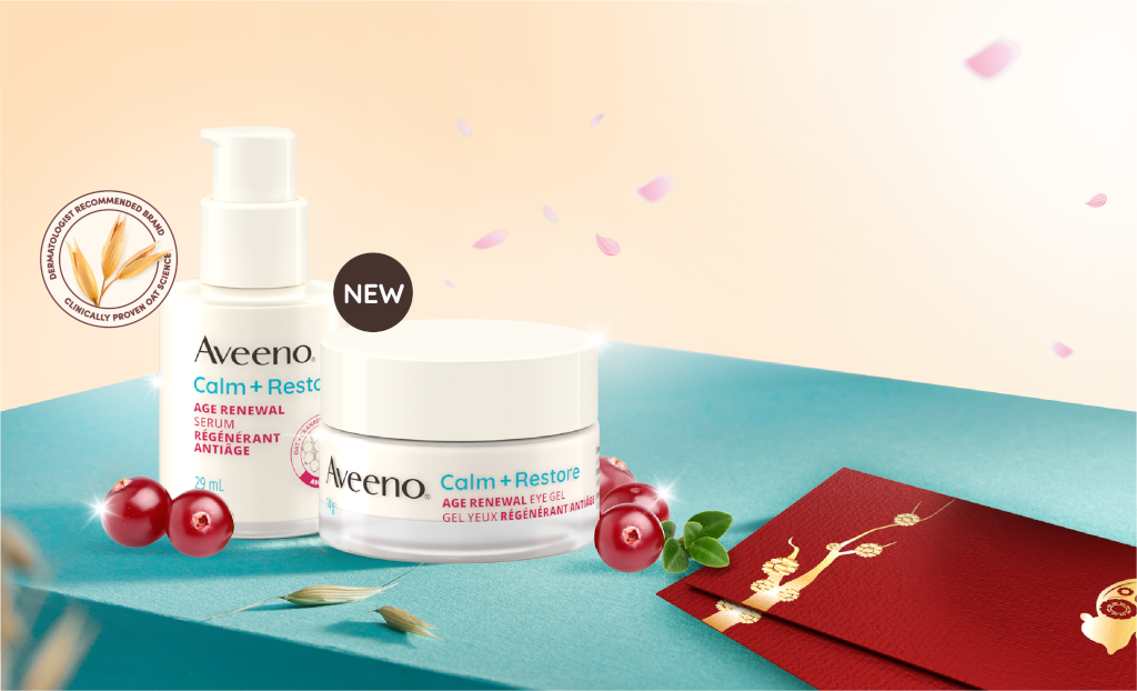 Embrace Timeless Beauty this Lunar New Year with Aveeno® Calm + Restore Age Renewal.