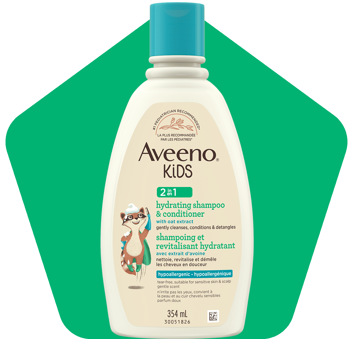Bottle of AVEENO® Kids Hydrating Shampoo & Conditioner, 354mL