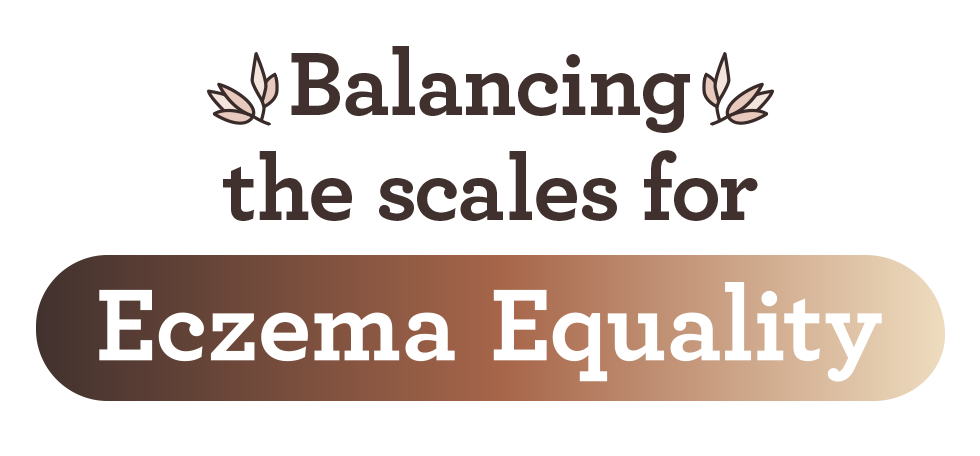 Text stating ‘balancing the scales of eczema equality’